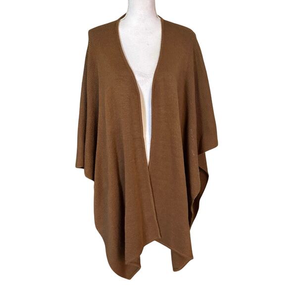 The Winding Road OS One Size Wool Alpaca Ruana Wrap Sweater Brown - Picture 1 of 4
